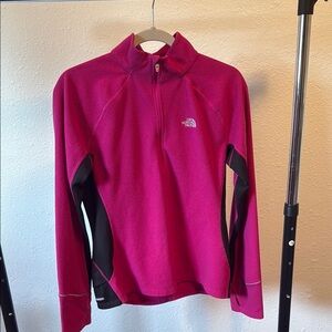The North Face Women's Pink and Black Fleece Half Zip Pullover